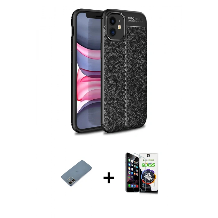 MARSİLYAN™- iPhone 12 Mini Kılıf Doruk Klasik Özel Seri - Şeffaf Temperli Cam Ekran Koruyucu + Shine Kamera Lens Koruma Cam - GI