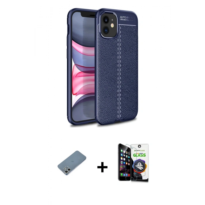 MARSİLYAN™- iPhone 12 Mini Kılıf Doruk Klasik Özel Seri - Şeffaf Temperli Cam Ekran Koruyucu + Shine Kamera Lens Koruma Cam - GS