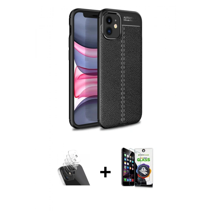 MARSİLYAN™- iPhone 12 Mini Kılıf Doruk Klasik Özel Seri - Şeffaf Temperli Cam Ekran Koruyucu + Kamera Lens Koruma Cam - SF