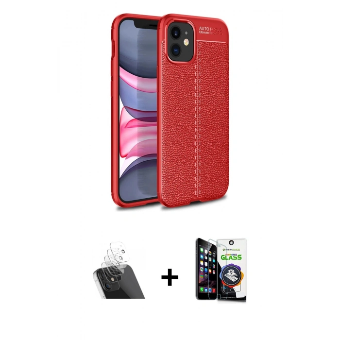 MARSİLYAN™- iPhone 12 Mini Kılıf Doruk Klasik Özel Seri - Şeffaf Temperli Cam Ekran Koruyucu + Kamera Lens Koruma Cam - SF
