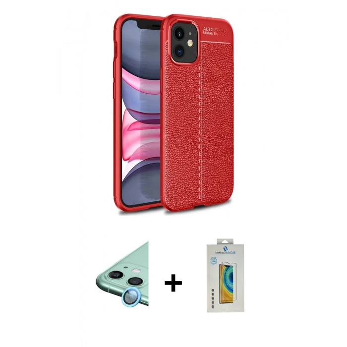 MARSİLYAN™- iPhone 12 Mini Kılıf Doruk Klasik Özel Seri - Siyah Polymer Nano Ekran Koruyucu + Raze Metal Kamera Lens - MI