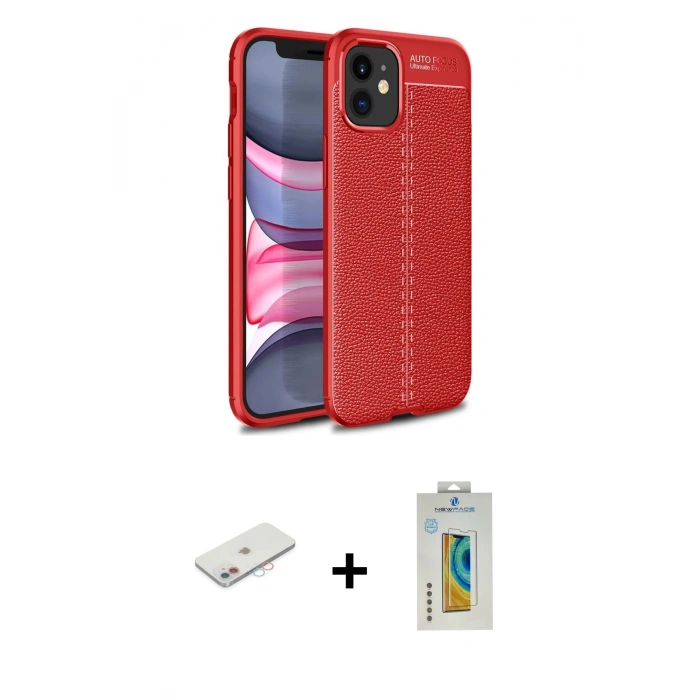 MARSİLYAN™- iPhone 12 Mini Kılıf Doruk Klasik Özel Seri - Siyah Polymer Nano Ekran Koruyucu + Renkli Kamera Lens Koruma Cam - PE