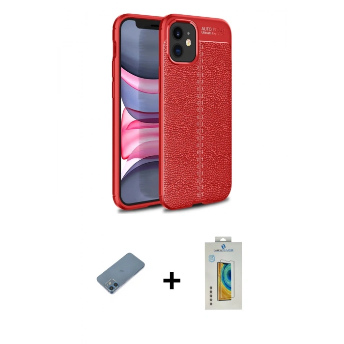 MARSİLYAN™- iPhone 12 Mini Kılıf Doruk Klasik Özel Seri - Siyah Polymer Nano Ekran Koruyucu + Shine Kamera Lens Koruma Cam - MI