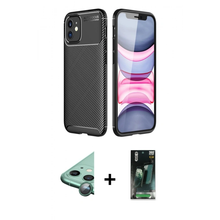 MARSİLYAN™- iPhone 12 Mini Kılıf Eksen Form Prime - Şeffaf 360 Full Body Arka Koruyucu + Raze Metal Kamera Lens - YL