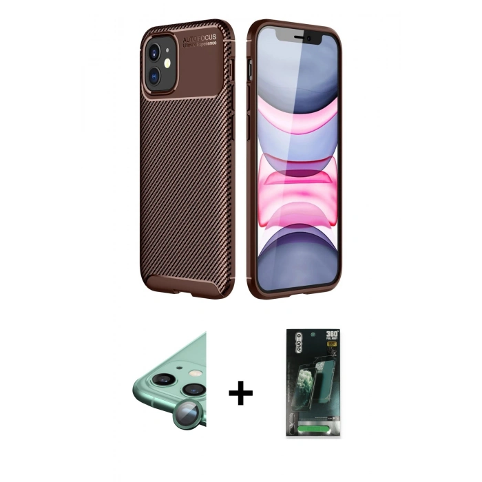 MARSİLYAN™- iPhone 12 Mini Kılıf Eksen Form Prime - Şeffaf 360 Full Body Arka Koruyucu + Raze Metal Kamera Lens - YL