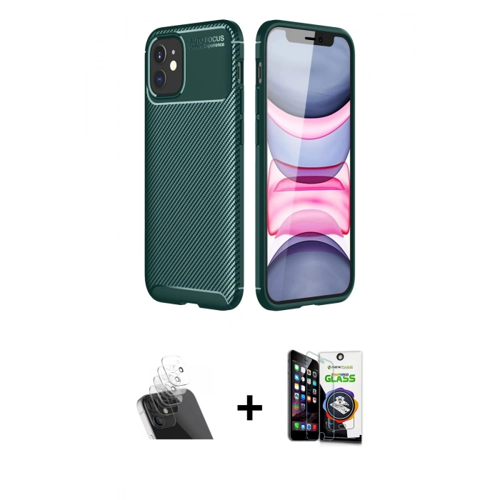 MARSİLYAN™- iPhone 12 Mini Kılıf Eksen Form Prime - Şeffaf Temperli Cam Ekran Koruyucu + Kamera Lens Koruma Cam - SF
