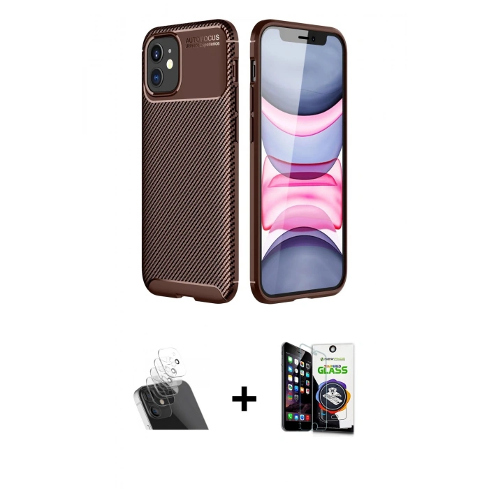 MARSİLYAN™- iPhone 12 Mini Kılıf Eksen Form Prime - Şeffaf Temperli Cam Ekran Koruyucu + Kamera Lens Koruma Cam - SF