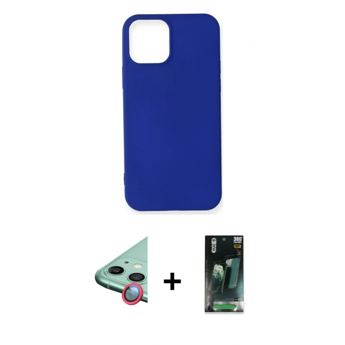 MARSİLYAN™- iPhone 12 Mini Kılıf Kozmos Yansıma Özel Seri - Şeffaf 360 Full Body Arka Koruyucu + Raze Metal Kamera Lens - KI