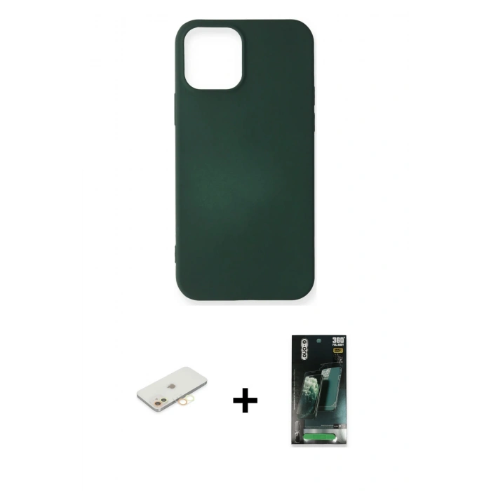 MARSİLYAN™- iPhone 12 Mini Kılıf Kozmos Yansıma Özel Seri - Şeffaf 360 Full Body Arka Koruyucu + Renkli Kamera Lens Koruma Cam - SI