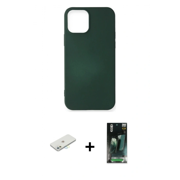 MARSİLYAN™- iPhone 12 Mini Kılıf Kozmos Yansıma Özel Seri - Şeffaf 360 Full Body Arka Koruyucu + Renkli Kamera Lens Koruma Cam - SI