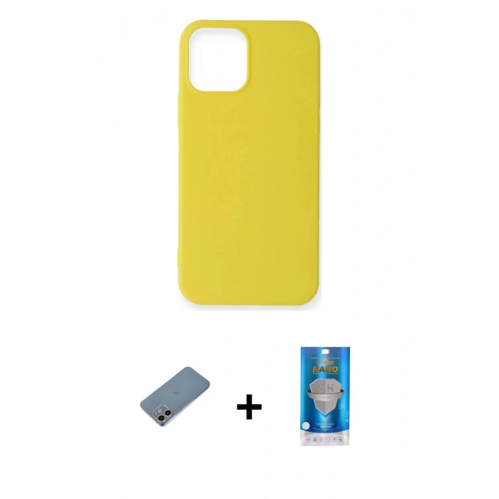 MARSİLYAN™- iPhone 12 Mini Kılıf Kozmos Yansıma Özel Seri - Şeffaf Royal Nano Ekran Koruyucu + Shine Kamera Lens Koruma Cam - GI