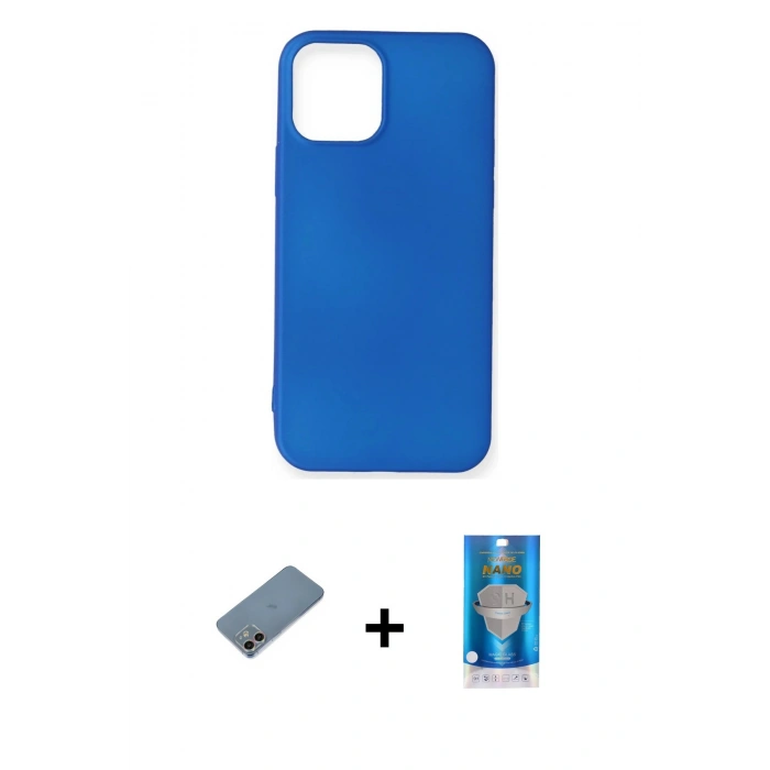 MARSİLYAN™- iPhone 12 Mini Kılıf Kozmos Yansıma Özel Seri - Şeffaf Royal Nano Ekran Koruyucu + Shine Kamera Lens Koruma Cam - GI