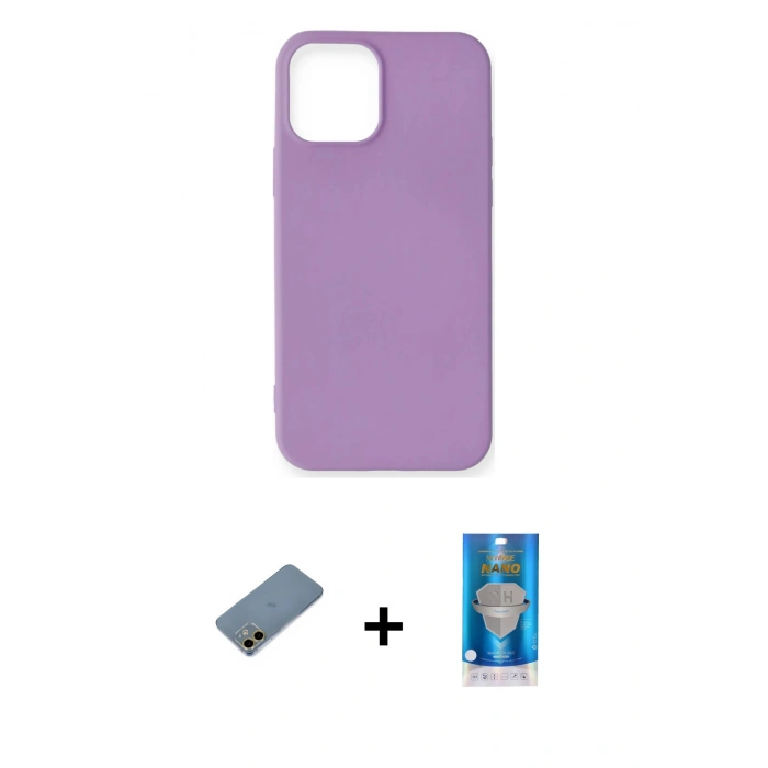 MARSİLYAN™- iPhone 12 Mini Kılıf Kozmos Yansıma Özel Seri - Şeffaf Royal Nano Ekran Koruyucu + Shine Kamera Lens Koruma Cam - GD