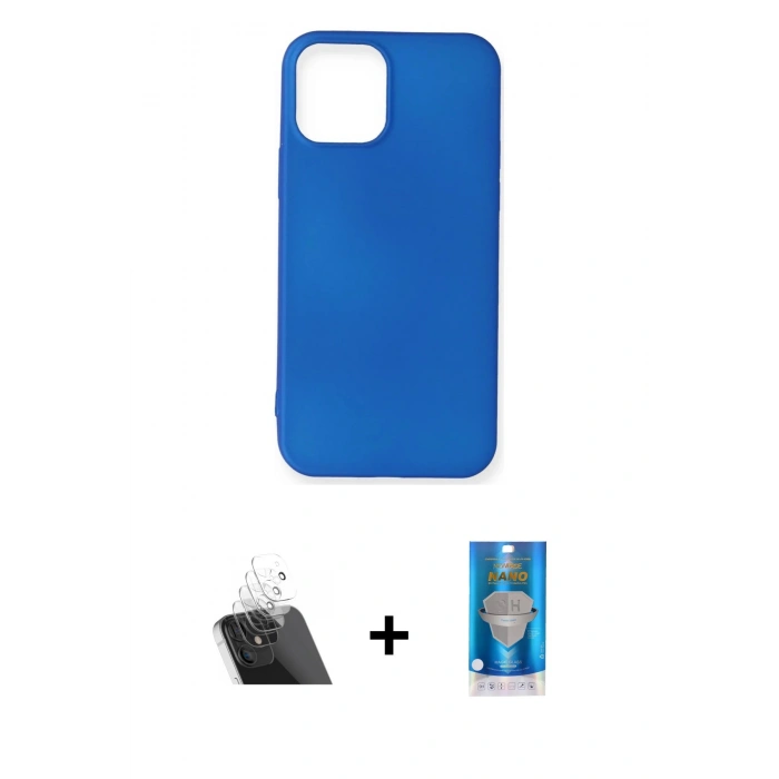 MARSİLYAN™- iPhone 12 Mini Kılıf Kozmos Yansıma Özel Seri - Şeffaf Royal Nano Ekran Koruyucu + Kamera Lens Koruma Cam - SF