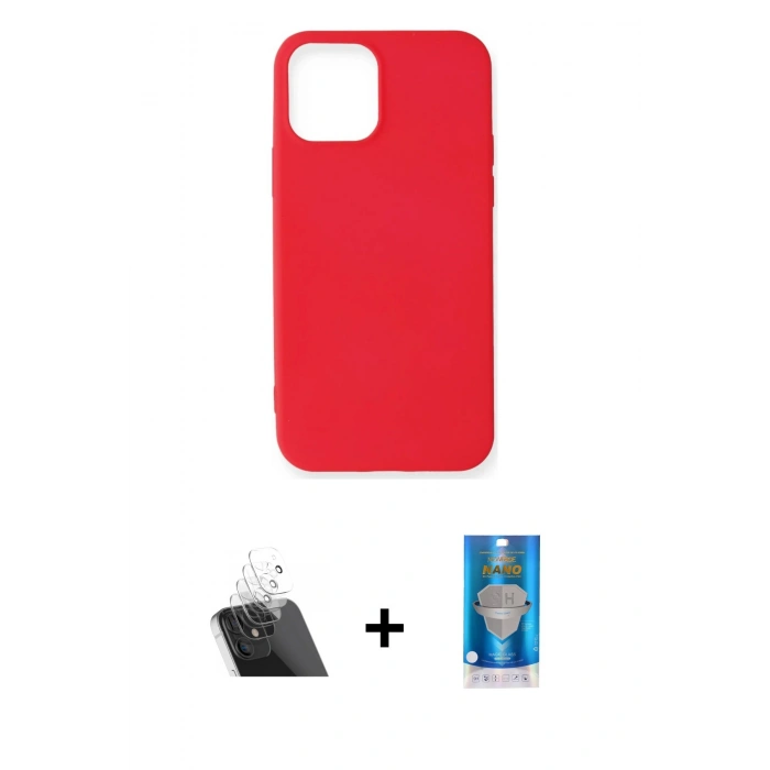 MARSİLYAN™- iPhone 12 Mini Kılıf Kozmos Yansıma Özel Seri - Şeffaf Royal Nano Ekran Koruyucu + Kamera Lens Koruma Cam - SF