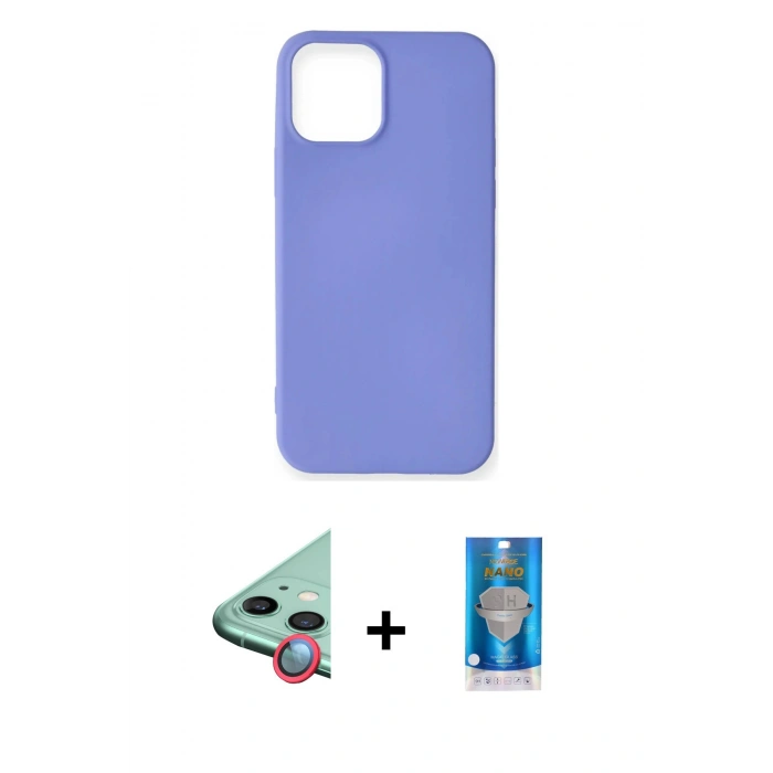MARSİLYAN™- iPhone 12 Mini Kılıf Kozmos Yansıma Özel Seri - Şeffaf Royal Nano Ekran Koruyucu + Raze Metal Kamera Lens - KI