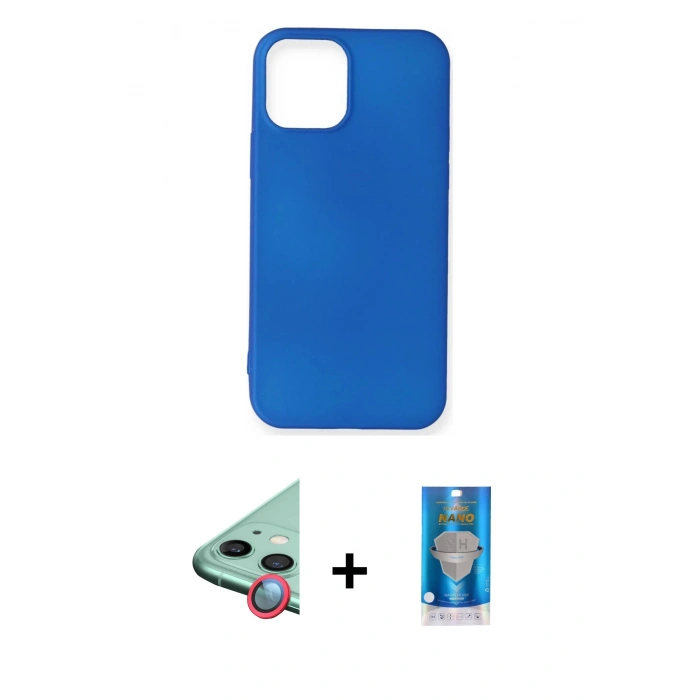 MARSİLYAN™- iPhone 12 Mini Kılıf Kozmos Yansıma Özel Seri - Şeffaf Royal Nano Ekran Koruyucu + Raze Metal Kamera Lens - KI
