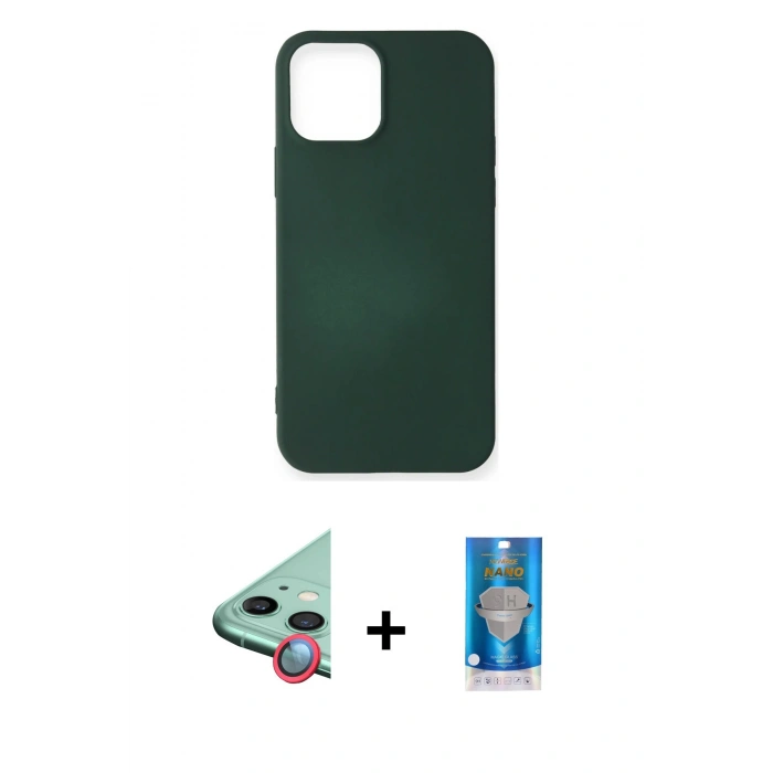 MARSİLYAN™- iPhone 12 Mini Kılıf Kozmos Yansıma Özel Seri - Şeffaf Royal Nano Ekran Koruyucu + Raze Metal Kamera Lens - KI