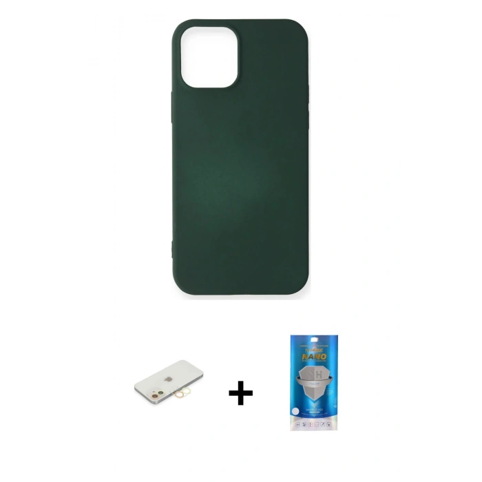 MARSİLYAN™- iPhone 12 Mini Kılıf Kozmos Yansıma Özel Seri - Şeffaf Royal Nano Ekran Koruyucu + Renkli Kamera Lens Koruma Cam - SI