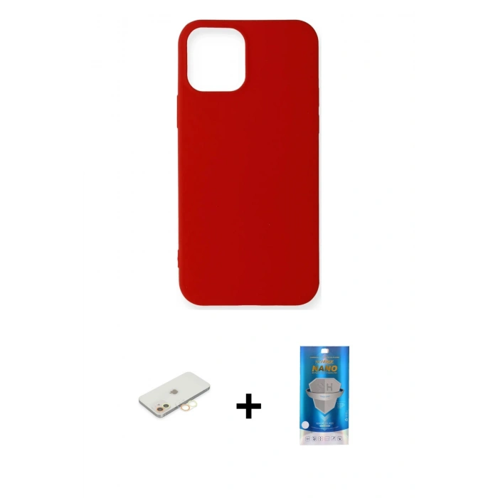 MARSİLYAN™- iPhone 12 Mini Kılıf Kozmos Yansıma Özel Seri - Şeffaf Royal Nano Ekran Koruyucu + Renkli Kamera Lens Koruma Cam - SI