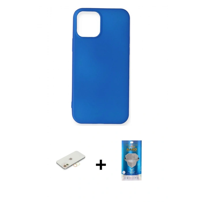 MARSİLYAN™- iPhone 12 Mini Kılıf Kozmos Yansıma Özel Seri - Şeffaf Royal Nano Ekran Koruyucu + Renkli Kamera Lens Koruma Cam - SI