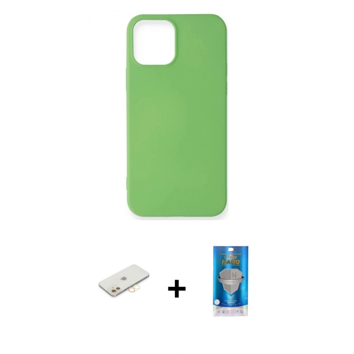 MARSİLYAN™- iPhone 12 Mini Kılıf Kozmos Yansıma Özel Seri - Şeffaf Royal Nano Ekran Koruyucu + Renkli Kamera Lens Koruma Cam - SI