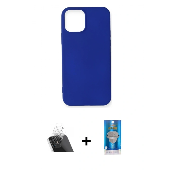 MARSİLYAN™- iPhone 12 Mini Kılıf Kozmos Yansıma Özel Seri - Şeffaf Royal Nano Ekran Koruyucu + Şeffaf Kamera Lens Koruma Cam