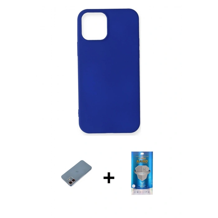 MARSİLYAN™- iPhone 12 Mini Kılıf Kozmos Yansıma Özel Seri - Şeffaf Royal Nano Ekran Koruyucu + Shine Kamera Lens Koruma Cam - PE