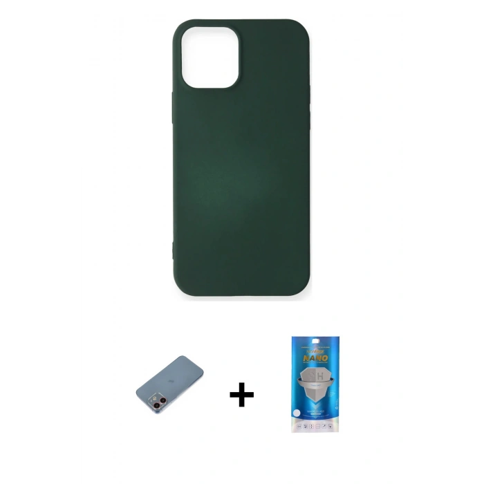 MARSİLYAN™- iPhone 12 Mini Kılıf Kozmos Yansıma Özel Seri - Şeffaf Royal Nano Ekran Koruyucu + Shine Kamera Lens Koruma Cam - PE
