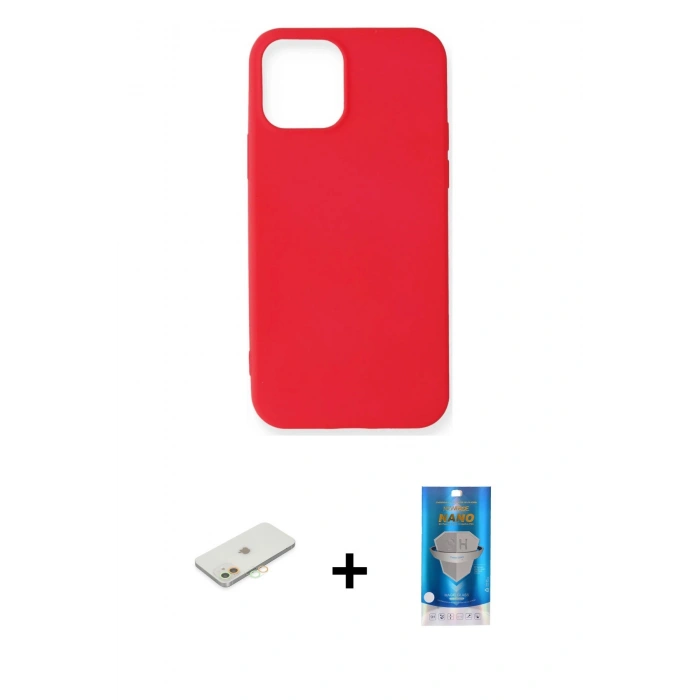 MARSİLYAN™- iPhone 12 Mini Kılıf Kozmos Yansıma Özel Seri - Şeffaf Royal Nano Ekran Koruyucu + Renkli Kamera Lens Koruma Cam - TU