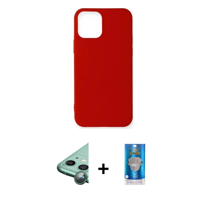 MARSİLYAN™- iPhone 12 Mini Kılıf Kozmos Yansıma Özel Seri - Şeffaf Royal Nano Ekran Koruyucu + Raze Metal Kamera Lens - YL