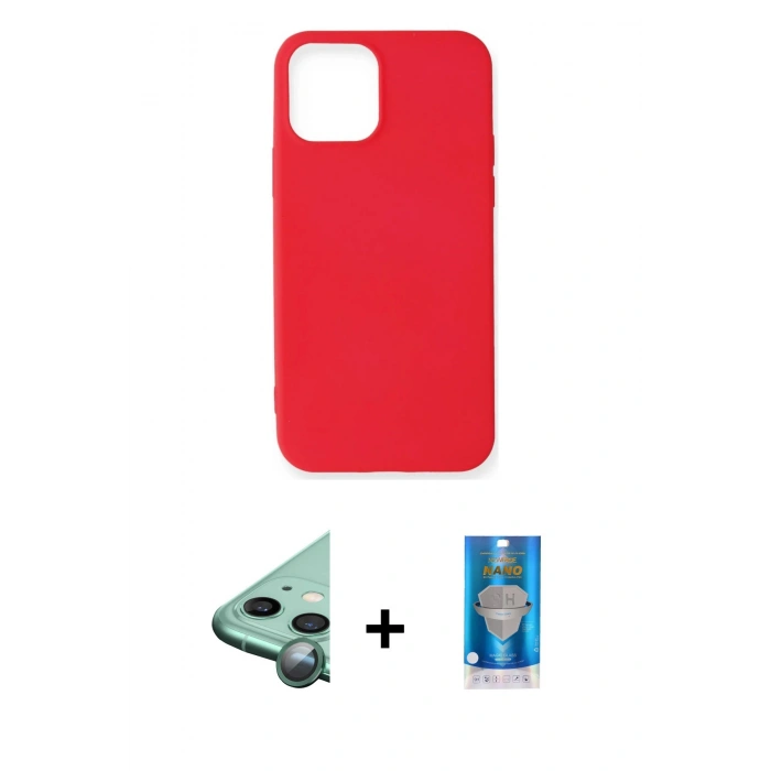 MARSİLYAN™- iPhone 12 Mini Kılıf Kozmos Yansıma Özel Seri - Şeffaf Royal Nano Ekran Koruyucu + Raze Metal Kamera Lens - YL