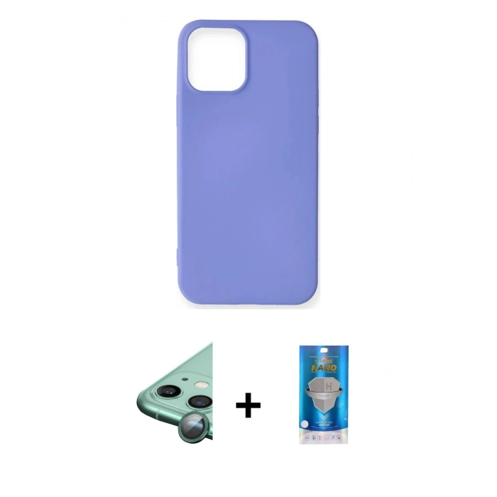 MARSİLYAN™- iPhone 12 Mini Kılıf Kozmos Yansıma Özel Seri - Şeffaf Royal Nano Ekran Koruyucu + Raze Metal Kamera Lens - YL