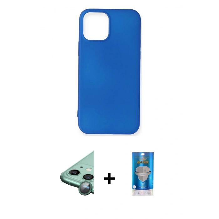 MARSİLYAN™- iPhone 12 Mini Kılıf Kozmos Yansıma Özel Seri - Şeffaf Royal Nano Ekran Koruyucu + Raze Metal Kamera Lens - YL