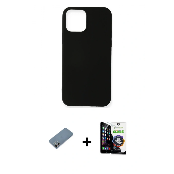 MARSİLYAN™- iPhone 12 Mini Kılıf Kozmos Yansıma Özel Seri - Şeffaf Temperli Cam Ekran Koruyucu + Gökkuşağı Shine Kamera Lens Koruma Cam