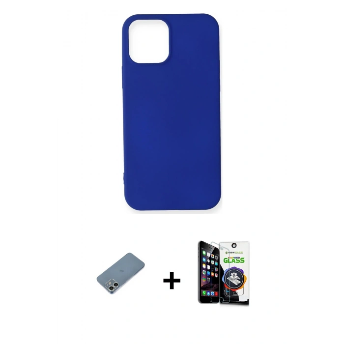 MARSİLYAN™- iPhone 12 Mini Kılıf Kozmos Yansıma Özel Seri - Şeffaf Temperli Cam Ekran Koruyucu + Gümüş Shine Kamera Lens Koruma Cam