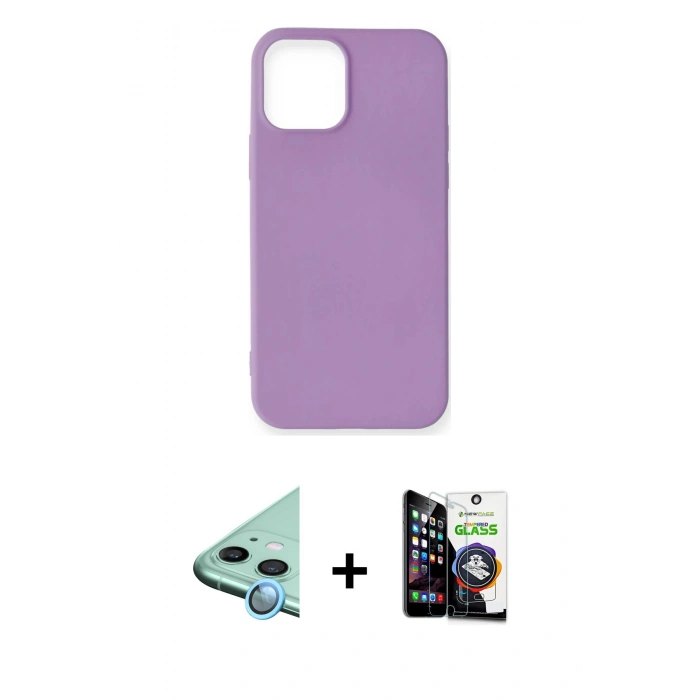 MARSİLYAN™- iPhone 12 Mini Kılıf Kozmos Yansıma Özel Seri - Şeffaf Temperli Cam Ekran Koruyucu + Mavi Raze Metal Kamera Lens