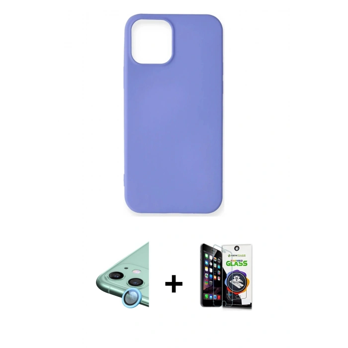 MARSİLYAN™- iPhone 12 Mini Kılıf Kozmos Yansıma Özel Seri - Şeffaf Temperli Cam Ekran Koruyucu + Mavi Raze Metal Kamera Lens