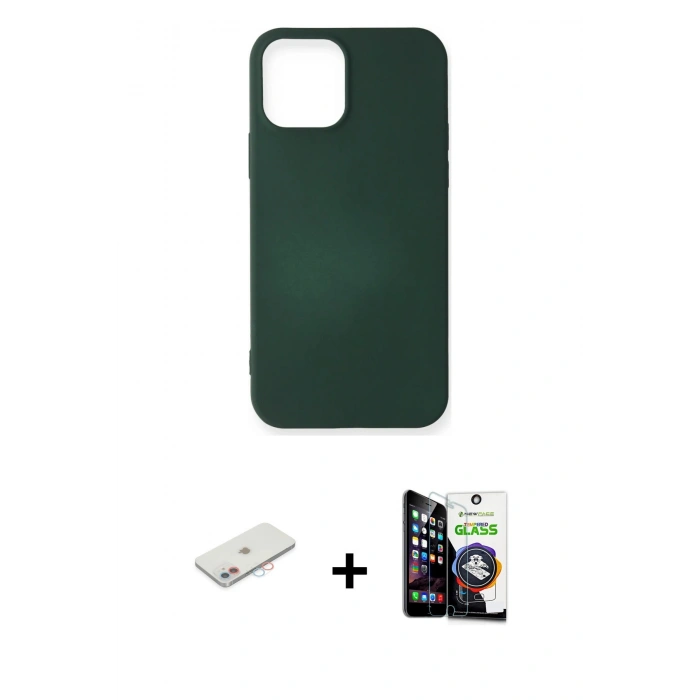 MARSİLYAN™- iPhone 12 Mini Kılıf Kozmos Yansıma Özel Seri - Şeffaf Temperli Cam Ekran Koruyucu + Renkli Kamera Lens Koruma Cam - PE