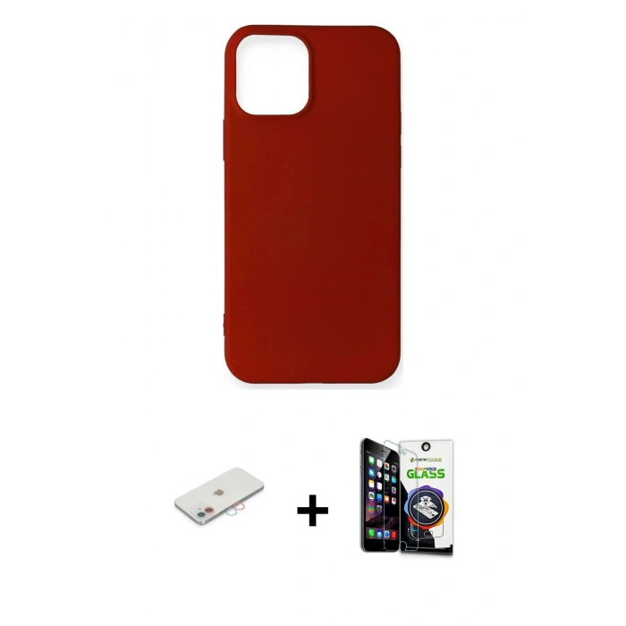 MARSİLYAN™- iPhone 12 Mini Kılıf Kozmos Yansıma Özel Seri - Şeffaf Temperli Cam Ekran Koruyucu + Renkli Kamera Lens Koruma Cam - PE