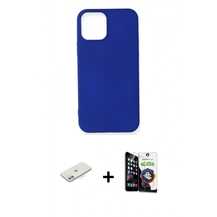 MARSİLYAN™- iPhone 12 Mini Kılıf Kozmos Yansıma Özel Seri - Şeffaf Temperli Cam Ekran Koruyucu + Renkli Kamera Lens Koruma Cam - PE