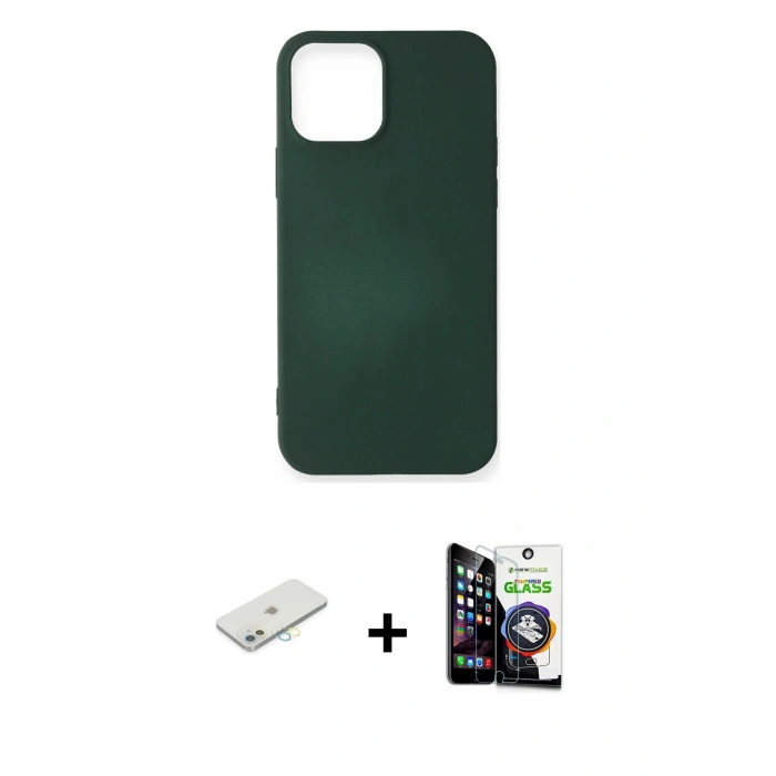 MARSİLYAN™- iPhone 12 Mini Kılıf Kozmos Yansıma Özel Seri - Şeffaf Temperli Cam Ekran Koruyucu + Renkli Kamera Lens Koruma Cam - SI