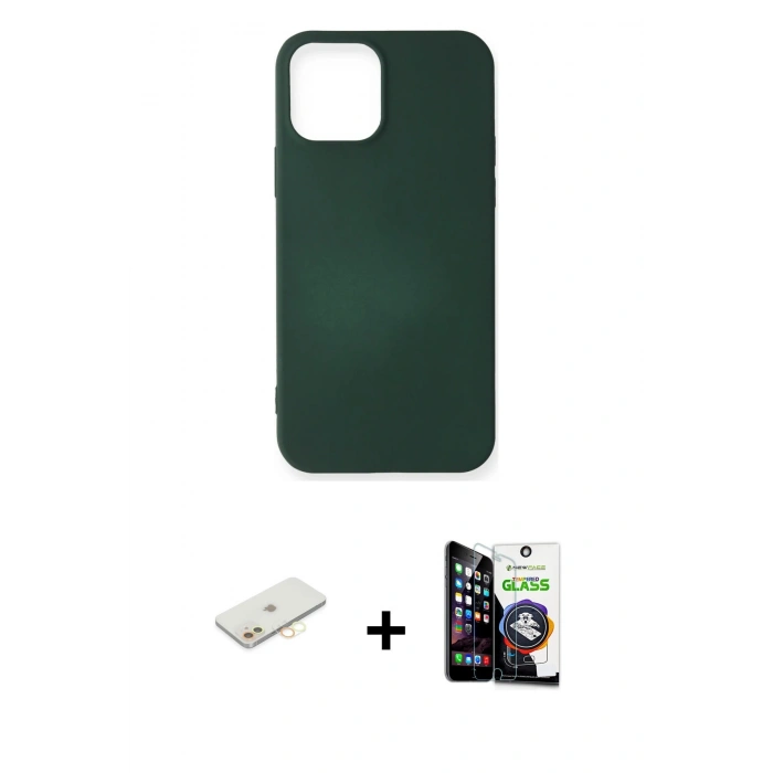 MARSİLYAN™- iPhone 12 Mini Kılıf Kozmos Yansıma Özel Seri - Şeffaf Temperli Cam Ekran Koruyucu + Renkli Kamera Lens Koruma Cam - SI