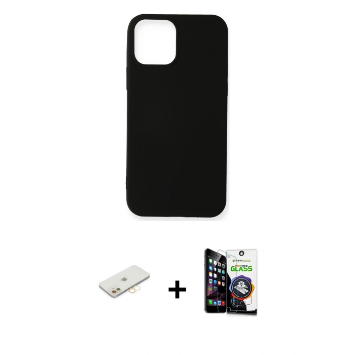 MARSİLYAN™- iPhone 12 Mini Kılıf Kozmos Yansıma Özel Seri - Şeffaf Temperli Cam Ekran Koruyucu + Renkli Kamera Lens Koruma Cam - SI