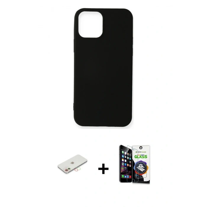 MARSİLYAN™- iPhone 12 Mini Kılıf Kozmos Yansıma Özel Seri - Şeffaf Temperli Cam Ekran Koruyucu + Renkli Kamera Lens Koruma Cam - YL