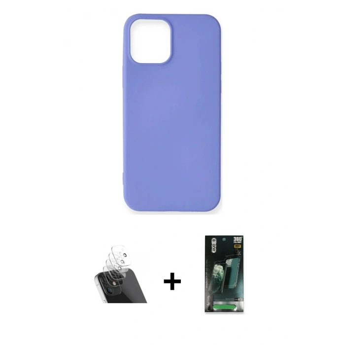 MARSİLYAN™- iPhone 12 Mini Kılıf Kozmos Yansıma Özel Seri - Siyah 360 Mat Full Body Arka Koruyucu + Kamera Lens Koruma Cam - SF