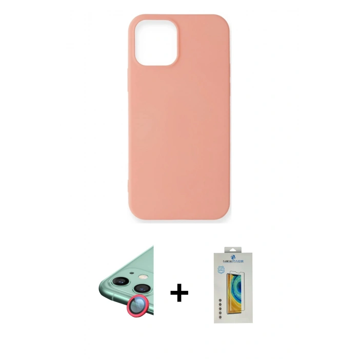 MARSİLYAN™- iPhone 12 Mini Kılıf Kozmos Yansıma Özel Seri - Siyah Polymer Nano Ekran Koruyucu + Raze Metal Kamera Lens - KI