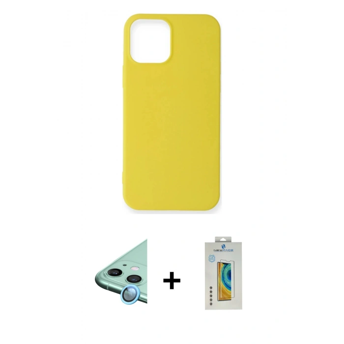 MARSİLYAN™- iPhone 12 Mini Kılıf Kozmos Yansıma Özel Seri - Siyah Polymer Nano Ekran Koruyucu + Raze Metal Kamera Lens - MI