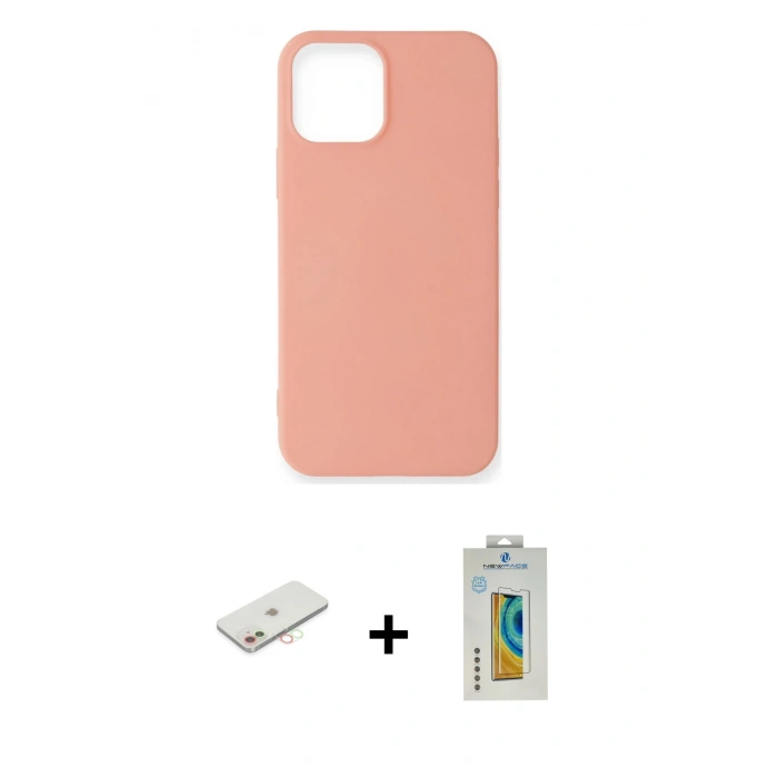 MARSİLYAN™- iPhone 12 Mini Kılıf Kozmos Yansıma Özel Seri - Siyah Polymer Nano Ekran Koruyucu + Renkli Kamera Lens Koruma Cam - YL