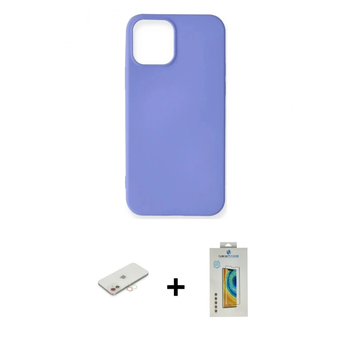 MARSİLYAN™- iPhone 12 Mini Kılıf Kozmos Yansıma Özel Seri - Siyah Polymer Nano Ekran Koruyucu + Renkli Kamera Lens Koruma Cam - YL